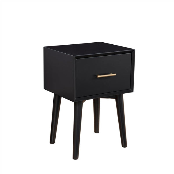 End Table with 1 Drawer and Angled Legs, Black - BM261880