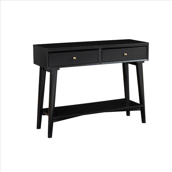 Console Table with 2 Drawers and Angled Legs, Black - BM261881