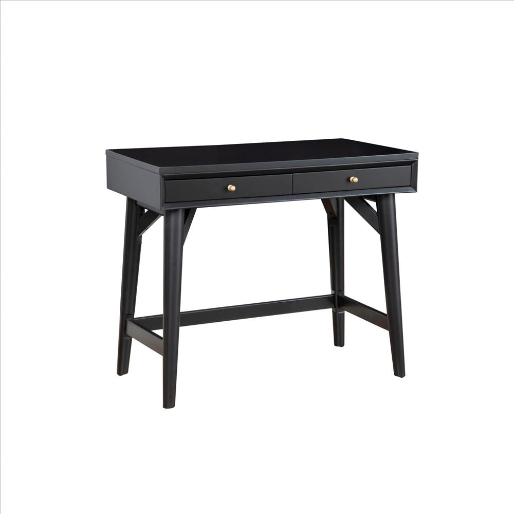 Writing Desk with 2 Drawers and Angled Legs, Black - BM261883