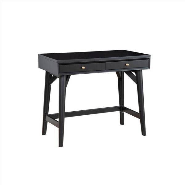 Writing Desk with 2 Drawers and Angled Legs, Black - BM261883