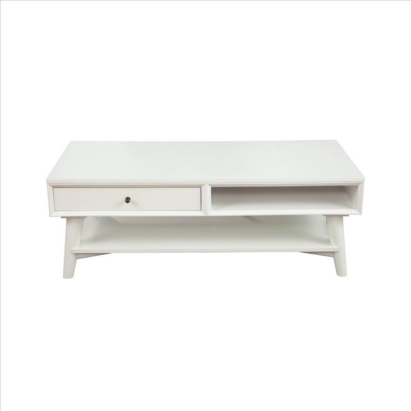 Coffee Table with 1 Drawer and Open Shelf, White - BM261885