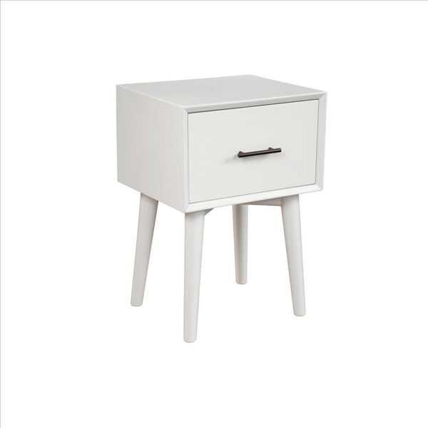 End Table with 1 Drawer and Angled Legs, White - BM261886