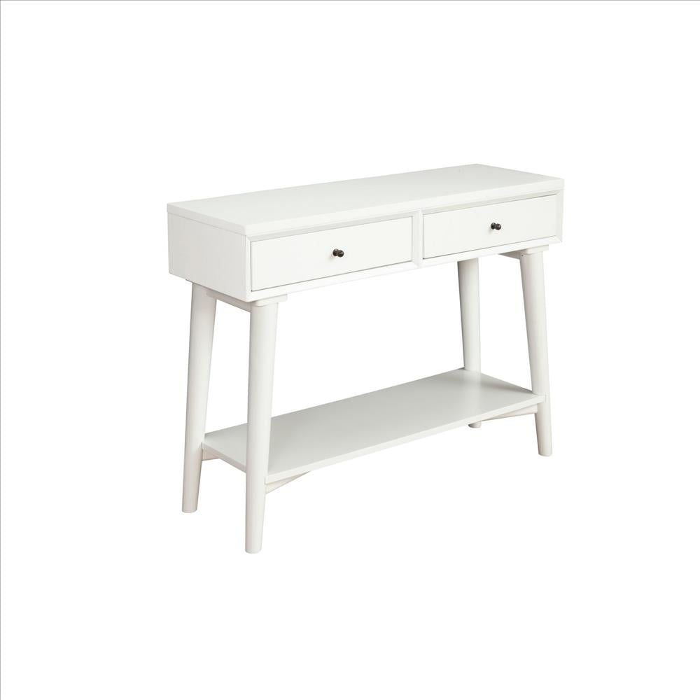 Console Table with 2 Drawers and Angled Legs, White - BM261887