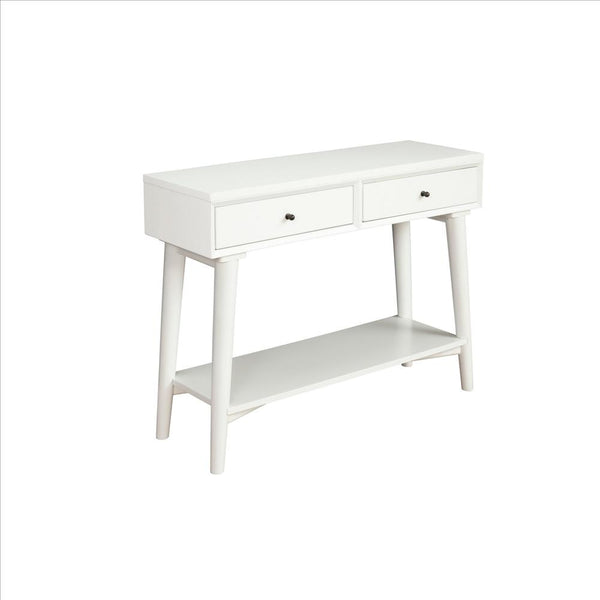Console Table with 2 Drawers and Angled Legs, White - BM261887