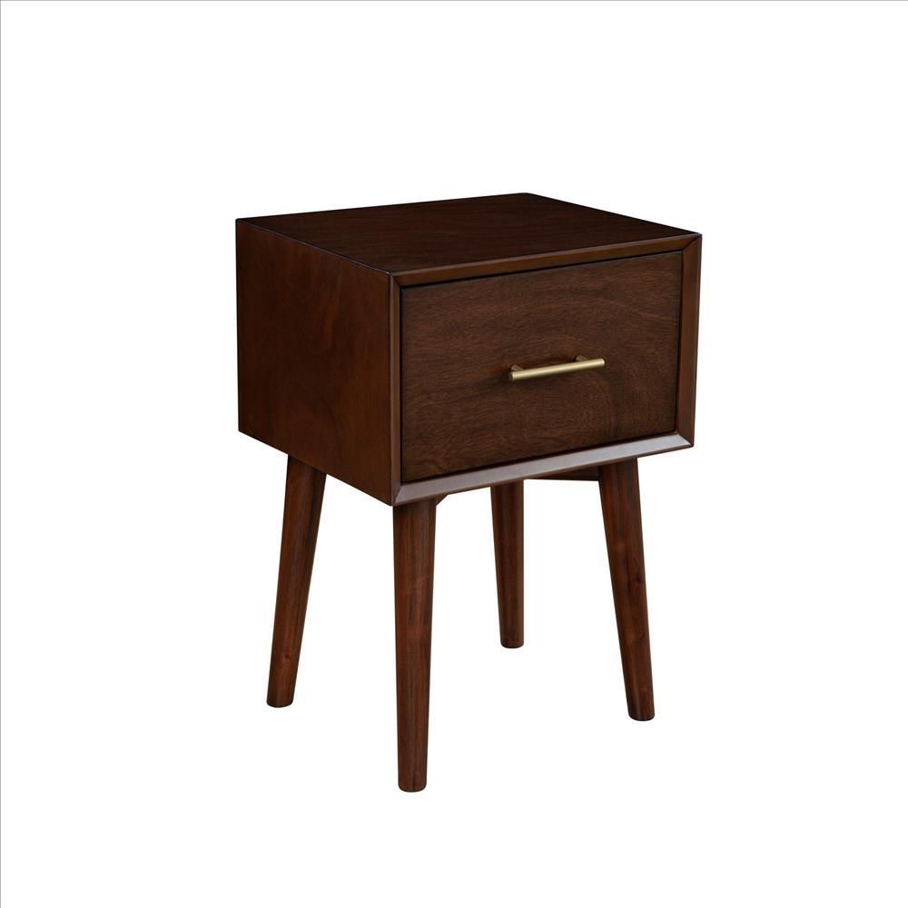 End Table with 1 Drawer and Angled Legs, Walnut Brown - BM261892
