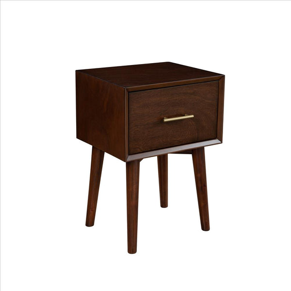 End Table with 1 Drawer and Angled Legs, Walnut Brown - BM261892