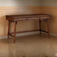 Writing Desk with 3 Drawers and Angled Legs, Walnut Brown - BM261896