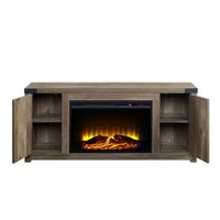 TV Stand and Fireplace with 2 Doors and Metal Brackets, Rustic Brown - BM261906