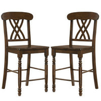 Counter Height Chair with Overlapping X Back, Set of 2, Brown - BM262100
