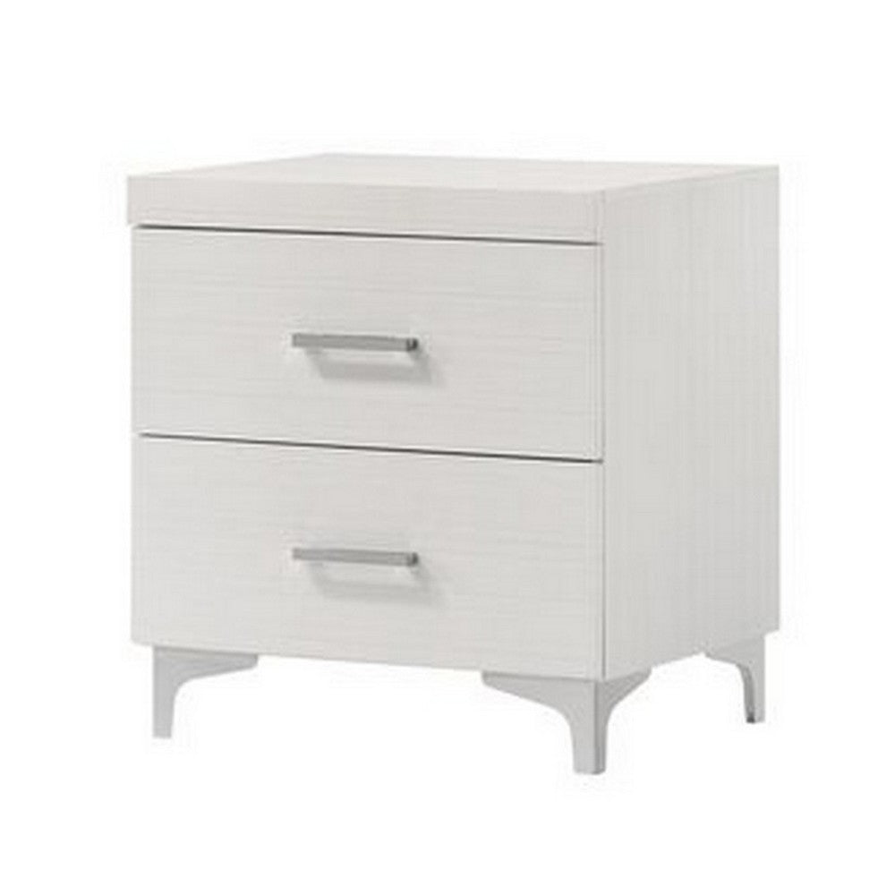 Nightstand with 2 Drawers and Bar Handle, White - BM262109