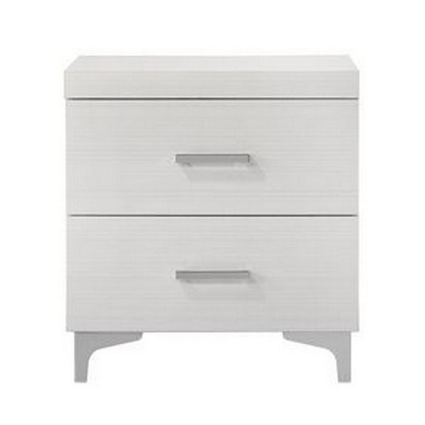 Nightstand with 2 Drawers and Bar Handle, White - BM262109