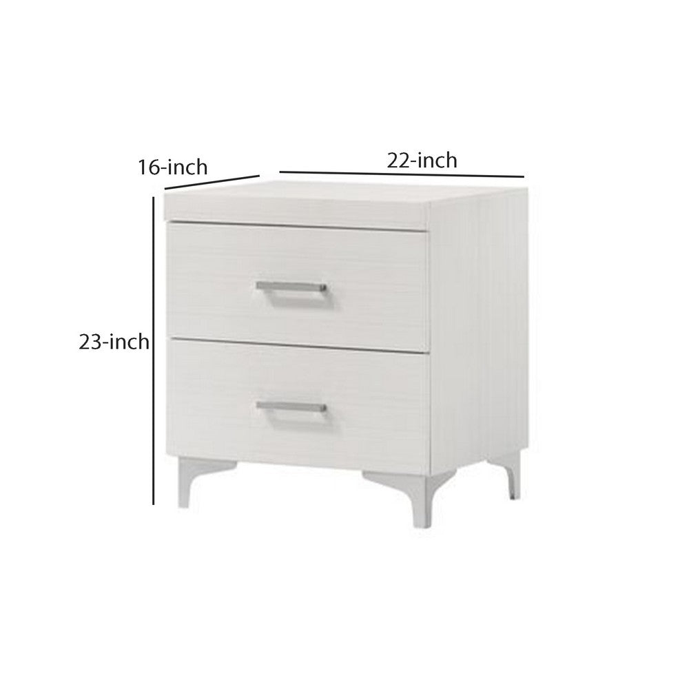 Nightstand with 2 Drawers and Bar Handle, White - BM262109