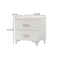 Nightstand with 2 Drawers and Bar Handle, White - BM262109