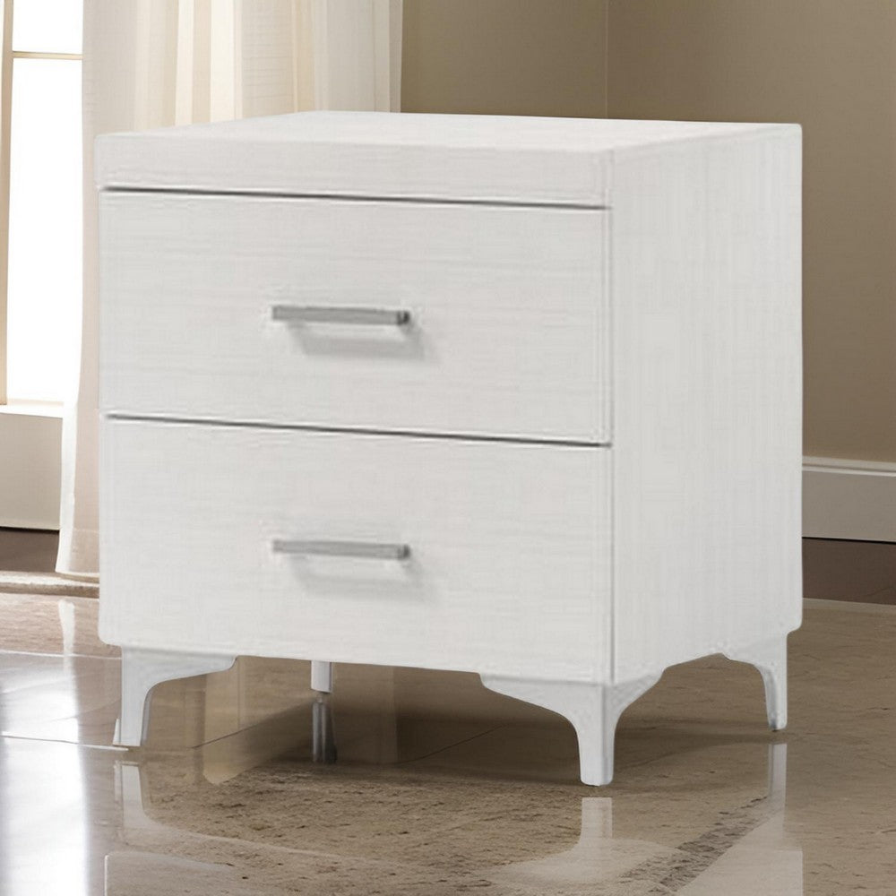 Nightstand with 2 Drawers and Bar Handle, White - BM262109