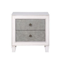 Nightstand with 2 Drawers and Diamond Handle, Gray - BM262113