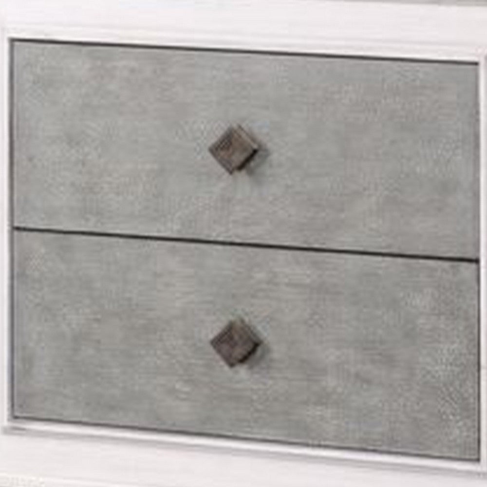 Nightstand with 2 Drawers and Diamond Handle, Gray - BM262113