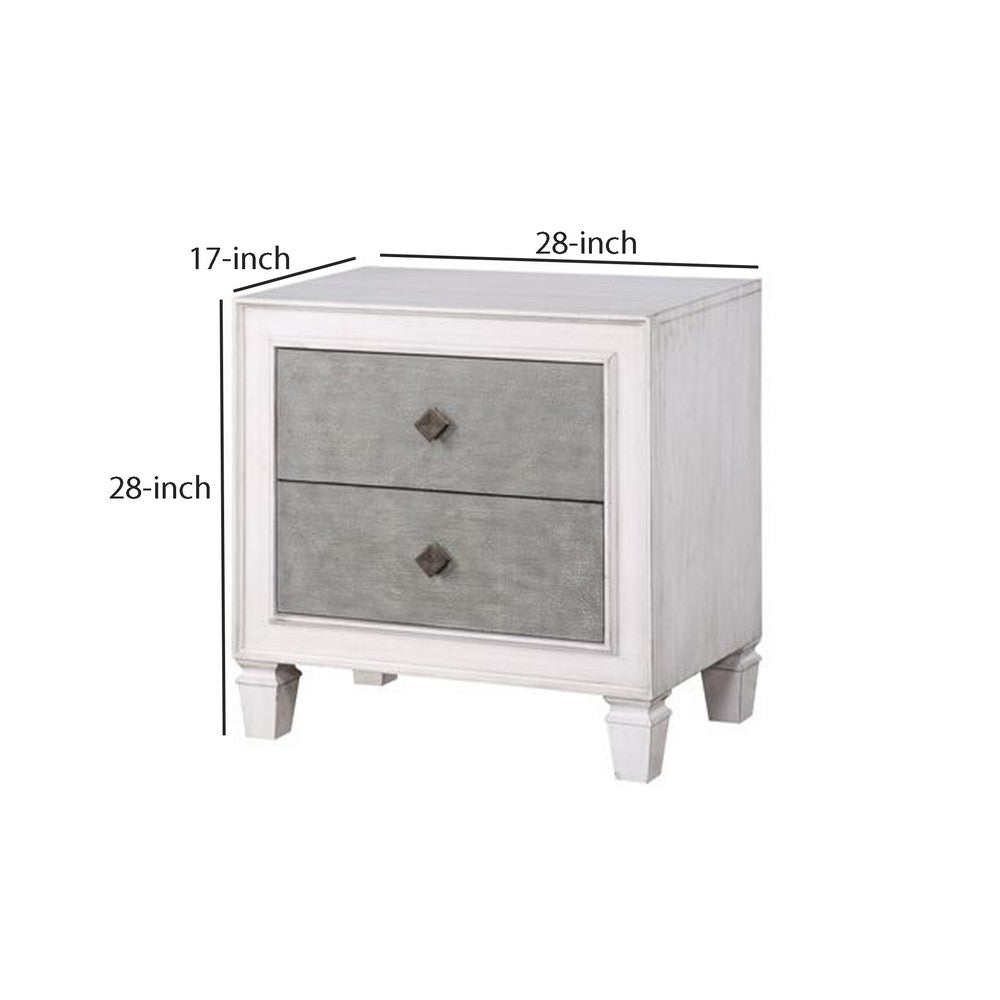 Nightstand with 2 Drawers and Diamond Handle, Gray - BM262113