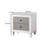 Nightstand with 2 Drawers and Diamond Handle, Gray - BM262113