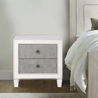 Nightstand with 2 Drawers and Diamond Handle, Gray - BM262113