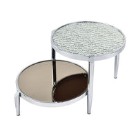 Twin Top Coffee Table with Tubular Rounded Legs, Silver - BM262116