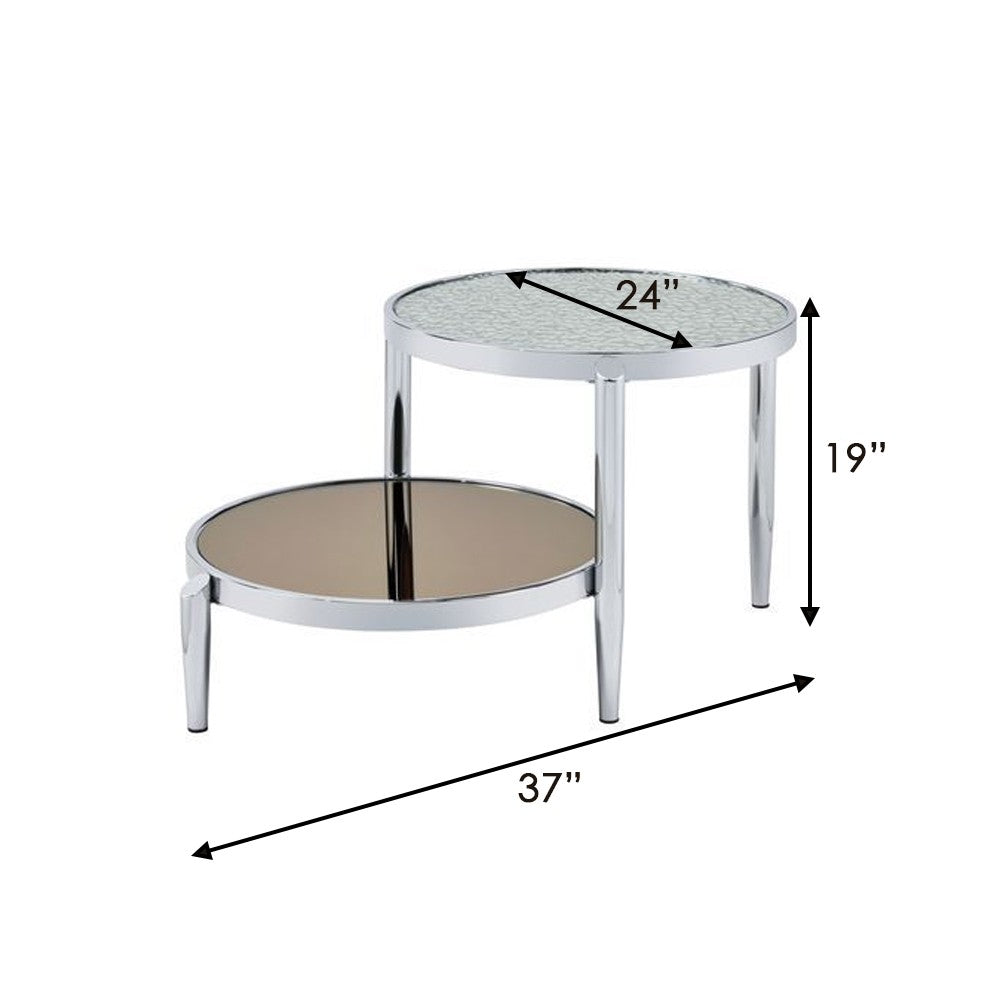 Twin Top Coffee Table with Tubular Rounded Legs, Silver - BM262116