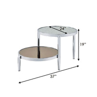 Twin Top Coffee Table with Tubular Rounded Legs, Silver - BM262116