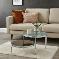 Twin Top Coffee Table with Tubular Rounded Legs, Silver - BM262116