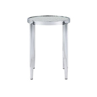End Table with Tubular Rounded Legs and Frosted Glass Top, Silver - BM262117