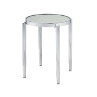 End Table with Tubular Rounded Legs and Frosted Glass Top, Silver - BM262117