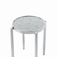 End Table with Tubular Rounded Legs and Frosted Glass Top, Silver - BM262117