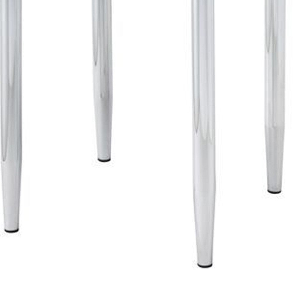 End Table with Tubular Rounded Legs and Frosted Glass Top, Silver - BM262117