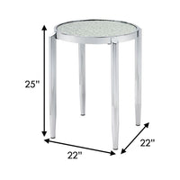 End Table with Tubular Rounded Legs and Frosted Glass Top, Silver - BM262117