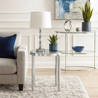 End Table with Tubular Rounded Legs and Frosted Glass Top, Silver - BM262117