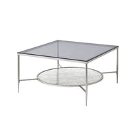 Coffee Table with Textured Round Shelf, Silver - BM262118