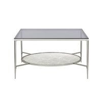 Coffee Table with Textured Round Shelf, Silver - BM262118