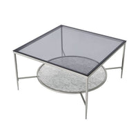 Coffee Table with Textured Round Shelf, Silver - BM262118