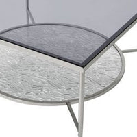 Coffee Table with Textured Round Shelf, Silver - BM262118