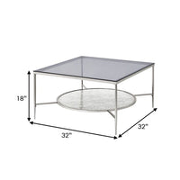 Coffee Table with Textured Round Shelf, Silver - BM262118