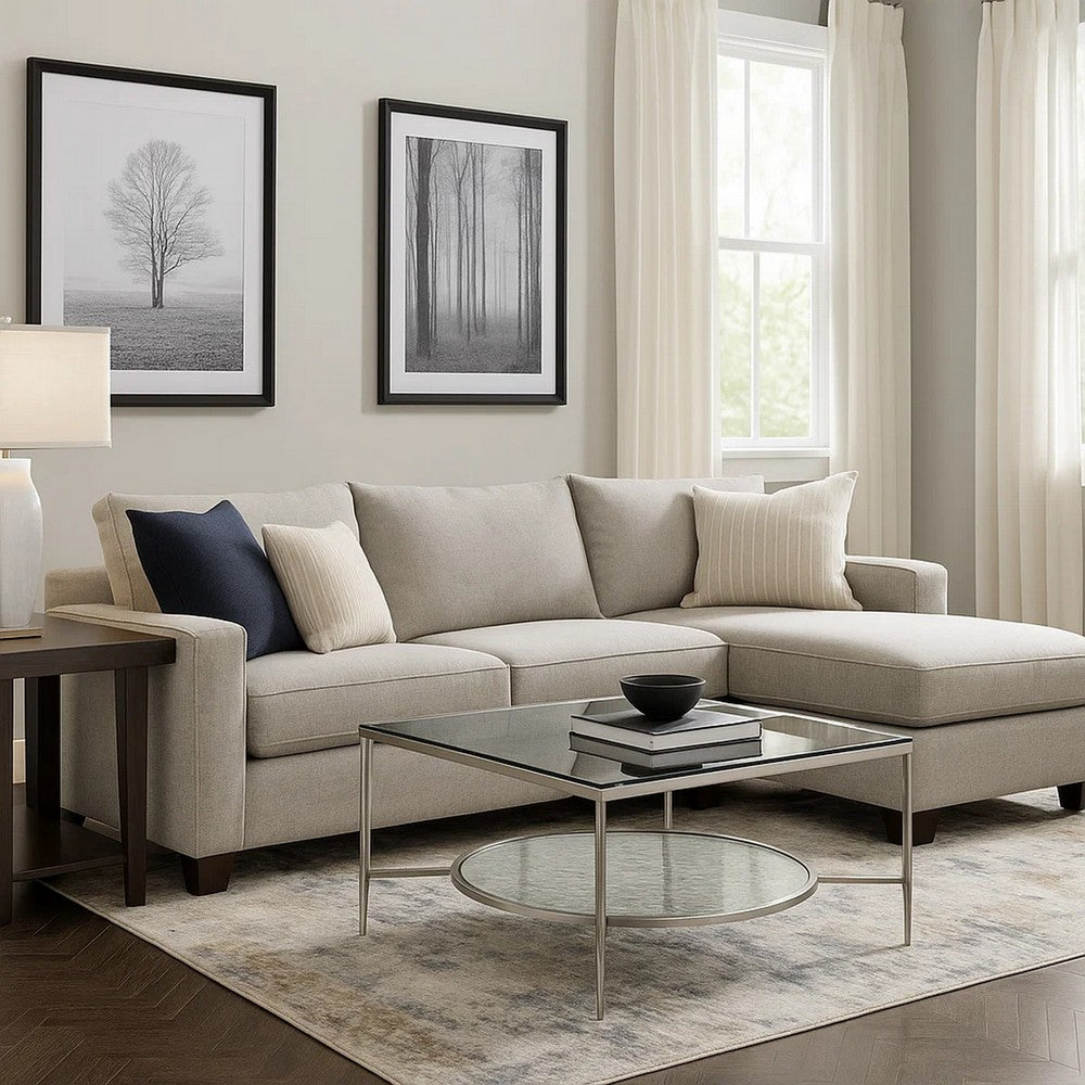 Coffee Table with Textured Round Shelf, Silver - BM262118