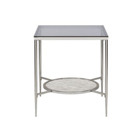 End Table with Textured Round Shelf, Silver - BM262119
