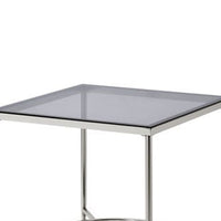 End Table with Textured Round Shelf, Silver - BM262119