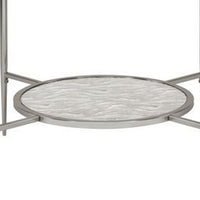 End Table with Textured Round Shelf, Silver - BM262119