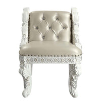 Vanity Stool with Nailhead Trim and Queen Anne Legs, White - BM262136