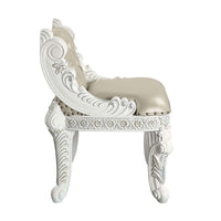Vanity Stool with Nailhead Trim and Queen Anne Legs, White - BM262136