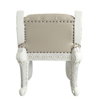 Vanity Stool with Nailhead Trim and Queen Anne Legs, White - BM262136