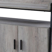 TV Stand with 2 Double Door Cabinet and Tubular Frame, Oak Gray - BM262157