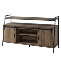 TV Stand with 2 Sliding Barn Doors and Tubular Frame, Oak Brown - BM262160