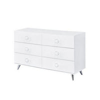 Dresser with 6 Drawers and Angled Metal Feet, White - BM262175