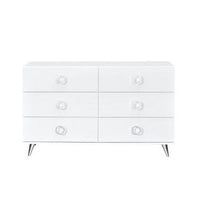 Dresser with 6 Drawers and Angled Metal Feet, White - BM262175