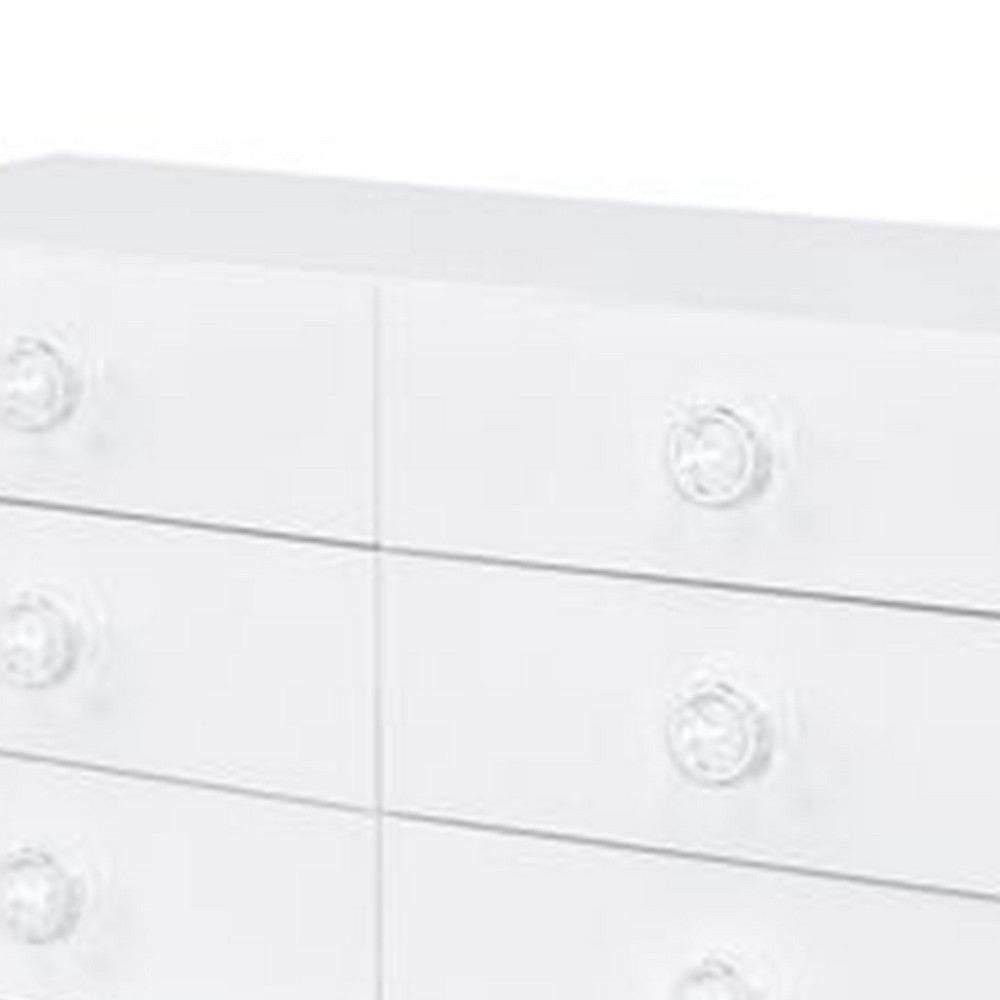 Dresser with 6 Drawers and Angled Metal Feet, White - BM262175